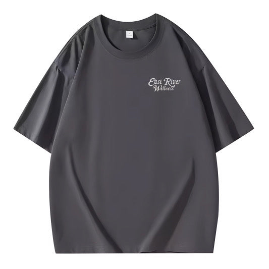 ERW Logo Embroidery Oversized T Shirt Dark Grey